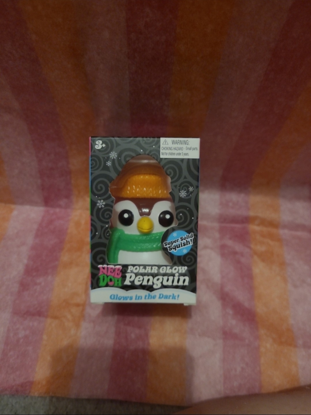 NeeDoh Polar Glow Penguin Plush Squishy Toy - Green & Orange